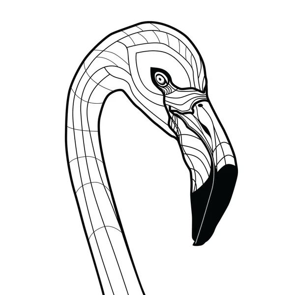 Vogel hoofd flamingo tattoo vectorillustratie geïsoleerd op een witte achtergrond schets ontwerp voor T-shirts — Stockvector