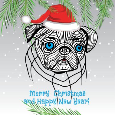 köpek evde beslenen hayvan köpek hayvan kavramı, Çin yeni yılı köpek vektör ve Noel.