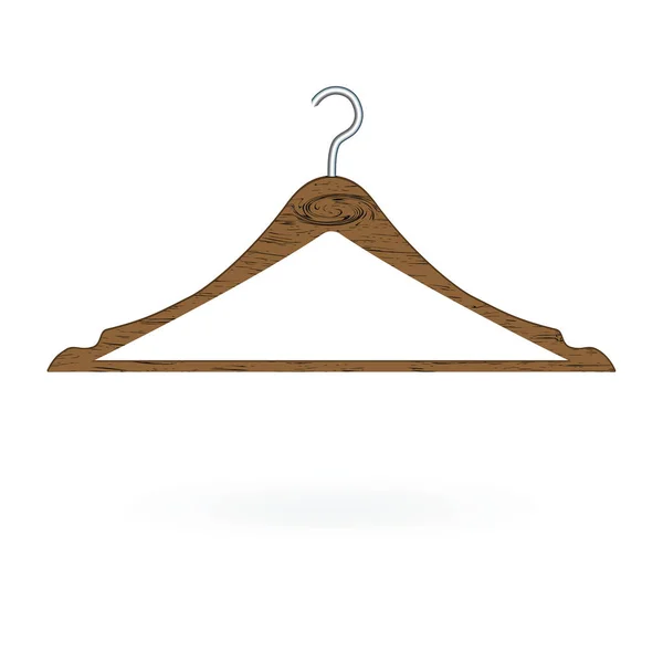 Wood clothes hanger isolated on white background. Vector illustration — Stock Vector