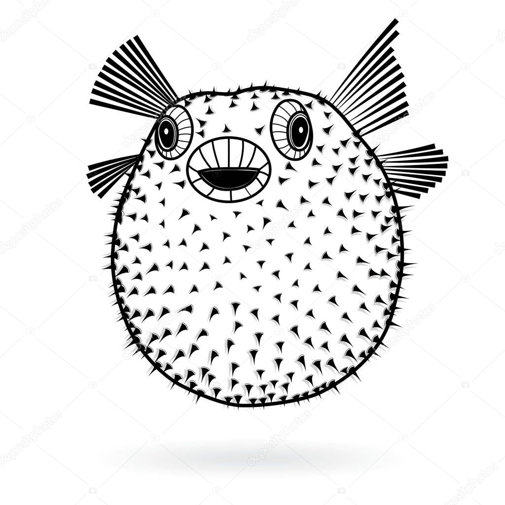 Download Puffer fish fugu silhouette sharp icon, vector illustration tattoo, cartoon style for T-shirts ...