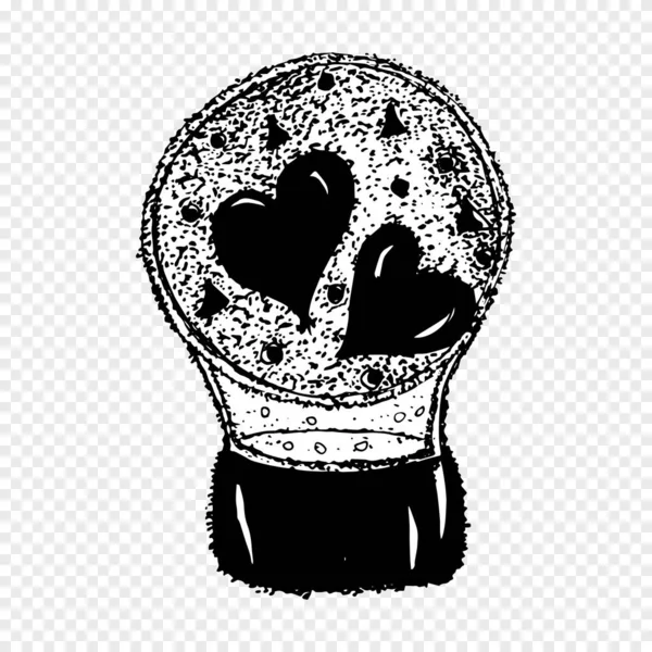 Hjärtan i en snöboll kärlek vektor illustration tatuering — Stock vektor