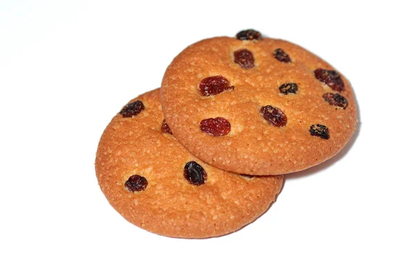 Galletas con pasas en un blanco —  Fotos de Stock