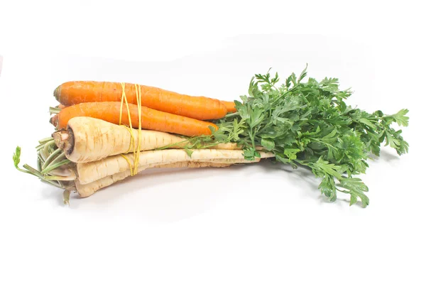 Parsley and carrot isolated on white — Stock Photo, Image