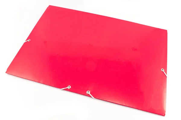 Grande pasta de portfólio vermelho isolado em um branco — Fotografia de Stock