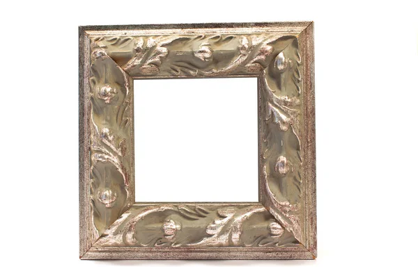 Antique baroque silver frame isolated on white — Stock Photo, Image