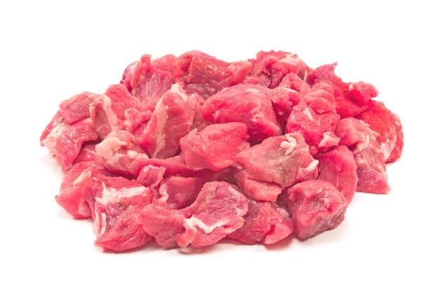 Carne de bovino picada para goulash isolada sobre branco — Fotografia de Stock