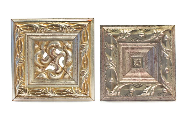 Starožitný barokní stříbrné rámečky izolované na bílém — Stock fotografie