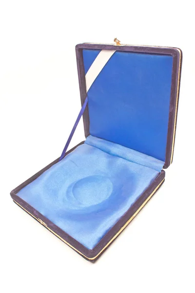 Caja de regalo de felpa azul vintage aislada en blanco — Foto de Stock