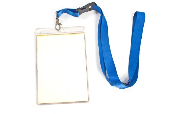 Boş kimlik kartı etiketinin üzerinde beyaz izole — Stok fotoğraf