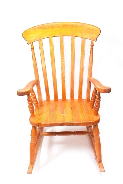 Drewniane krzesło bujane na białym tle — Zdjęcie stockowe