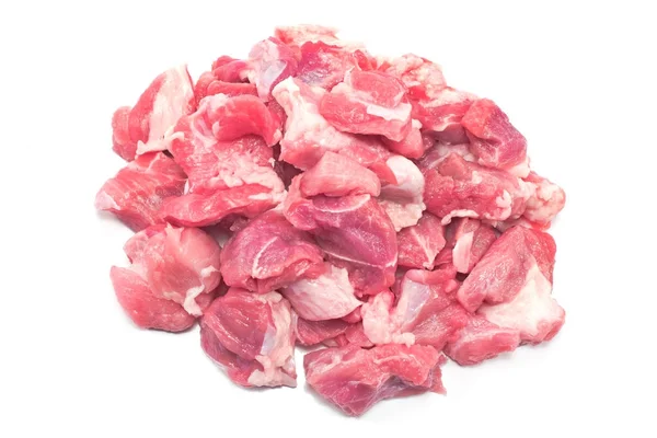 Carne de cerdo picada para gulash aislada en blanco — Foto de Stock