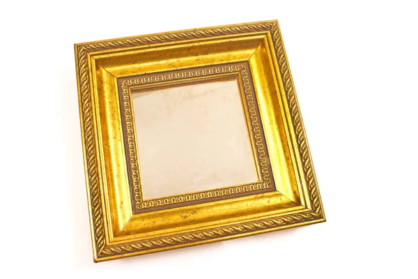Espejo dorado con marco barroco aislado en blanco — Foto de Stock