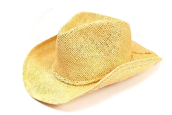 Chapéu de verão de palha isolado em branco — Fotografia de Stock