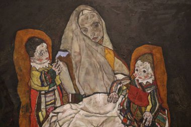 İki çocuklu anne. Egon Schiele 'in tuvalindeki yağ, 1915-1917