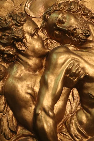 Engelspieta Vergoldet Bronze Gaspar Gras 1630 1650 — Photo