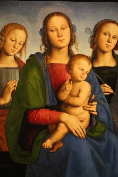 Мария Ребенком Святые Роза Екатерина Painting Pietro Vannucci Gen Perugino — стоковое фото