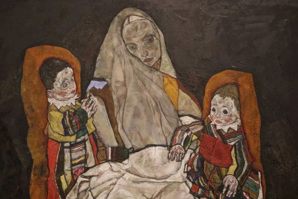 Mãe Com Dois Filhos Iii Óleo Sobre Tela Egon Schiele — Fotografia de Stock