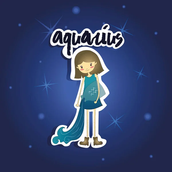 Zeichentrickfilm Aquarius Mädchen — Stockvektor