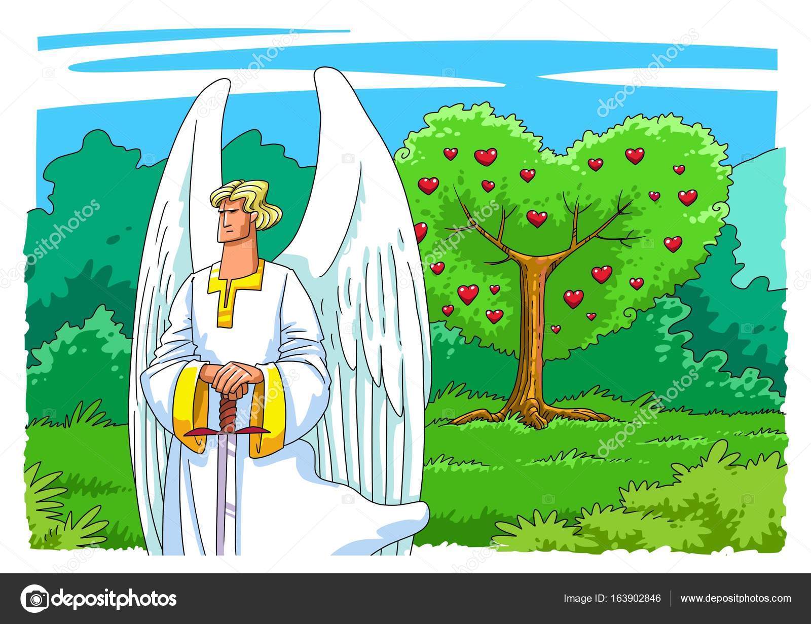The Angel Guards The Entrance To The Garden Of Eden Stock Photo