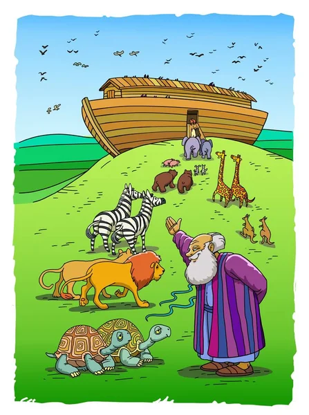 Ной запрошує тварин ввести Ковчег — стокове фото