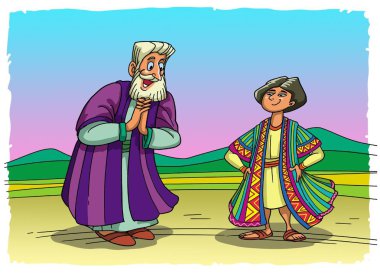 Jacob gave his Son Joseph new colorful Clothes clipart