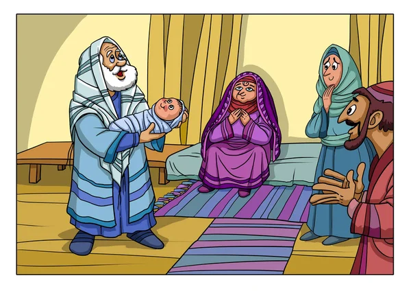 Historia de Navidad. Zacarías e Isabel dieron a luz un hijo en su vejez . — Foto de Stock