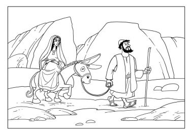 Chrismas hikaye. Yusuf ve Meryem Beytüllahim'e git.