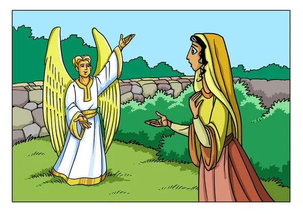 Chrismas hikaye. Melek Mary iyi haber söyler..