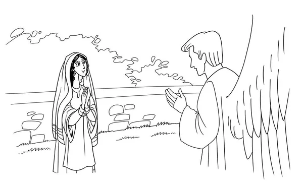 Historia de Navidad. El Ángel le dice a María la Buena Nueva . — Foto de Stock