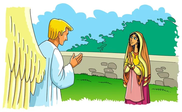 Chrismas story. The Angel tells Mary the Good News. — Stock Photo, Image