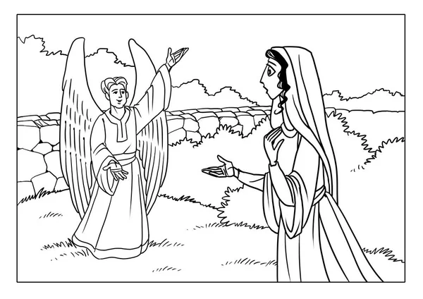 Historia de Navidad. El Ángel le dice a María la Buena Nueva . — Foto de Stock