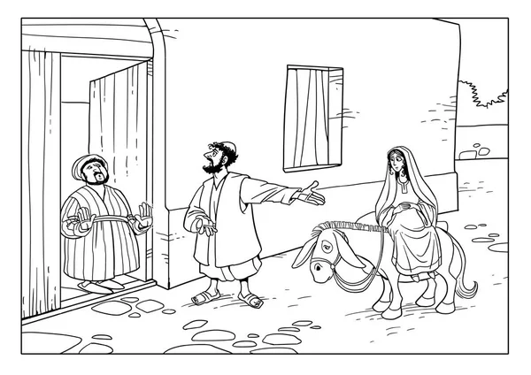 Chrismas hikaye. Maria ve Joseph bir otel için arıyoruz.