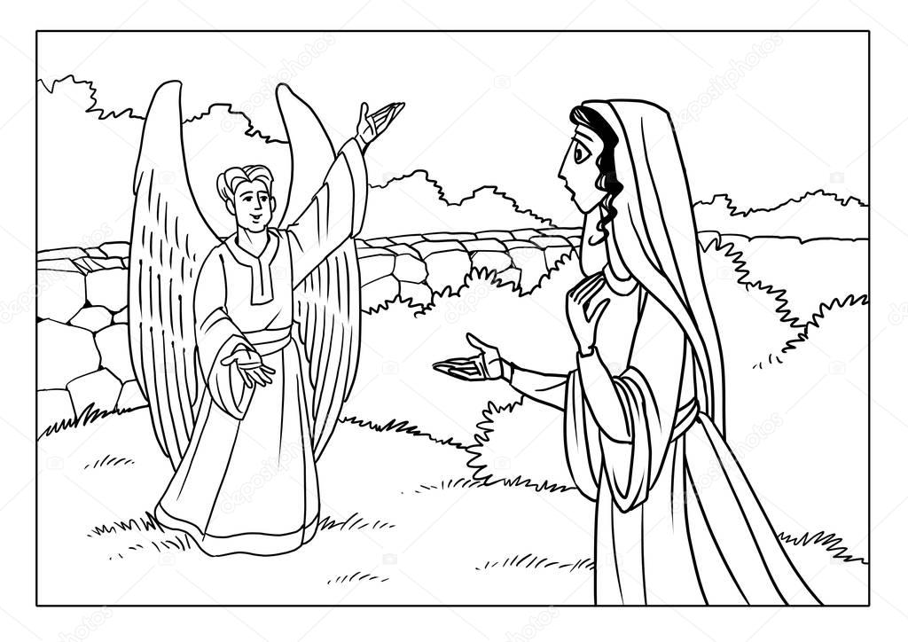 Chrismas story. The Angel tells Mary the Good News.