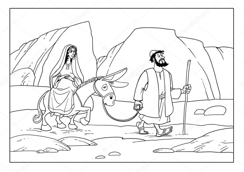 Chrismas story. Joseph and Mary go to Bethlehem.