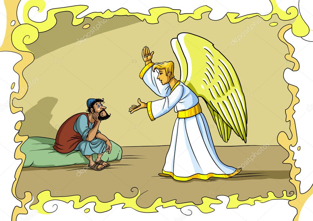 Christmas story. The angel Gabriel comes to Joseph in a dream.