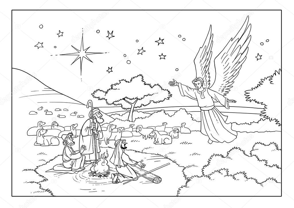 Christmas Story. Shepherds and the Angel.
