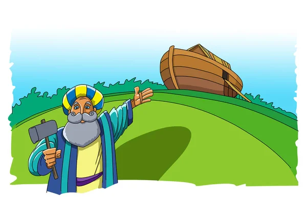 Noa byggde en ark för att ta sig ur floden. — Stockfoto