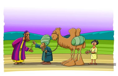 Brothers sell Joseph as a slave to merchants clipart