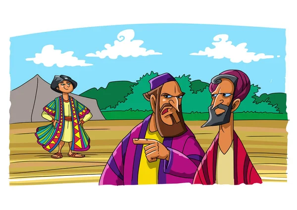 Büyük kardeşler küçük kardeşleri Joseph 'i kıskanıyor. — Stok fotoğraf