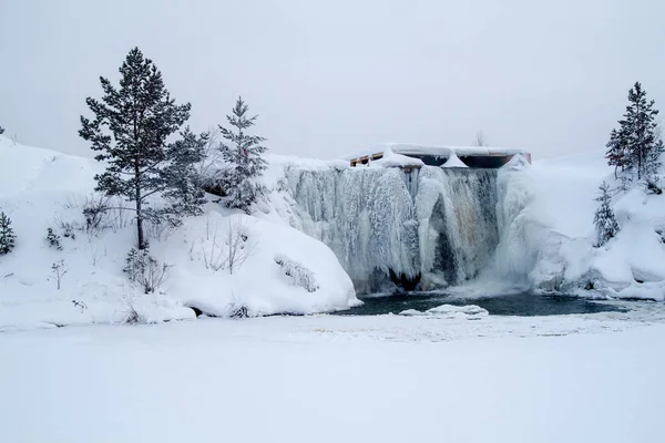 Cachoeira de inverno na floresta — Fotografia de Stock