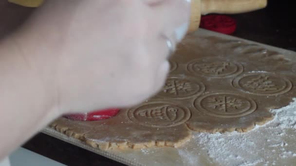 Beredning av vackra ingefära cookies. — Stockvideo