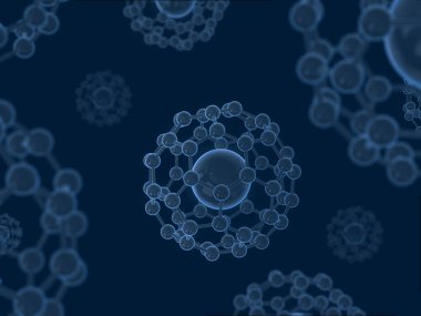 Atom ve molecule.3d işleme soyut sembolü
