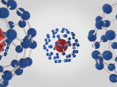 Atom ve molecule.3d işleme soyut sembolü