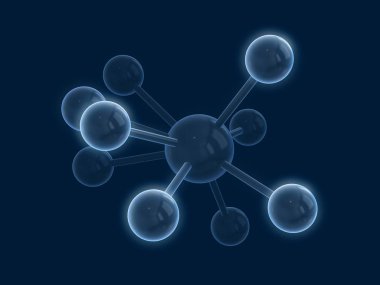Atom ve molecule.3d işleme soyut sembolü