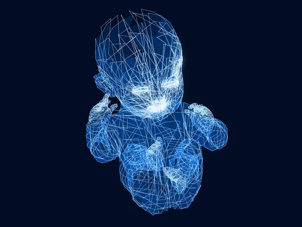 Σύρμα πλαισίων μοντέλο του μωρού. 3D rendering. — Φωτογραφία Αρχείου