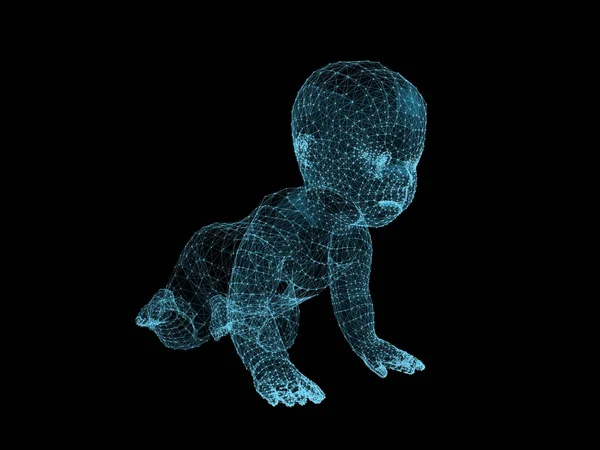 线框模型的婴儿。3d 渲染. — 图库照片