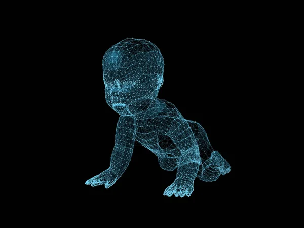 Σύρμα πλαισίων μοντέλο του μωρού. 3D rendering. — Φωτογραφία Αρχείου