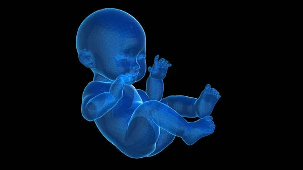 Tel çerçeve modeli bebek. 3D render.