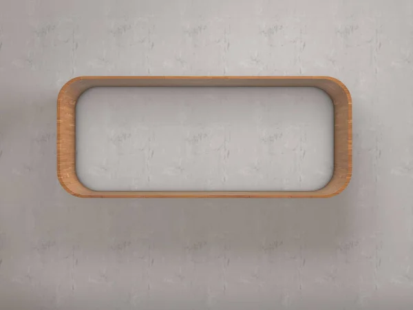 Сучасний стиль полиці з дерева на стіні 3d візуалізація , — стокове фото