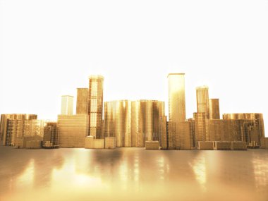  Altın city.abstract uzay background.3d işleme